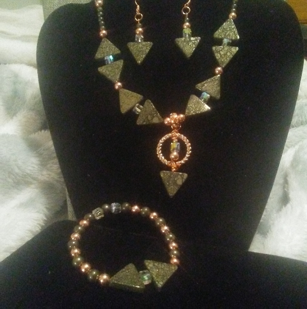 Pyrite Pyramid Jewelry Set